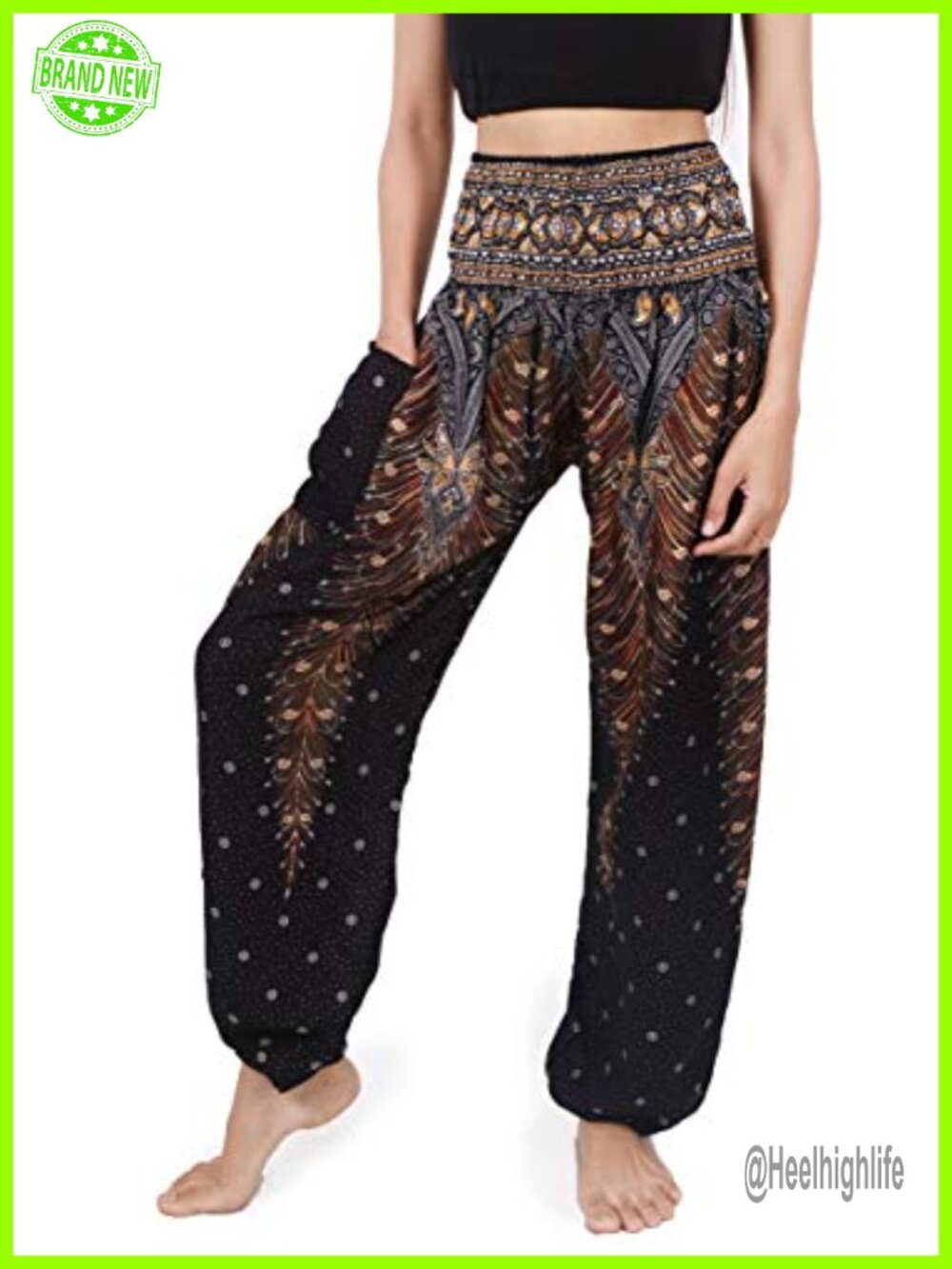Boho Harem Yoga Palazzo Pants Smocked Waist Rayon